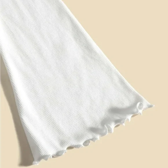 Sleeve Lettuce Trim Top& Plaid Print Cami Dress - Picture 6 of 7